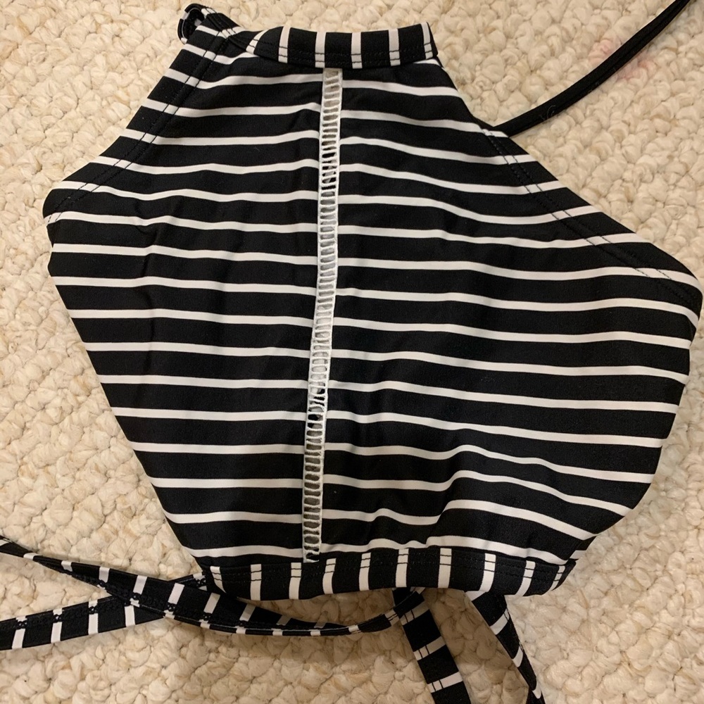 stripes cut out bathing suit